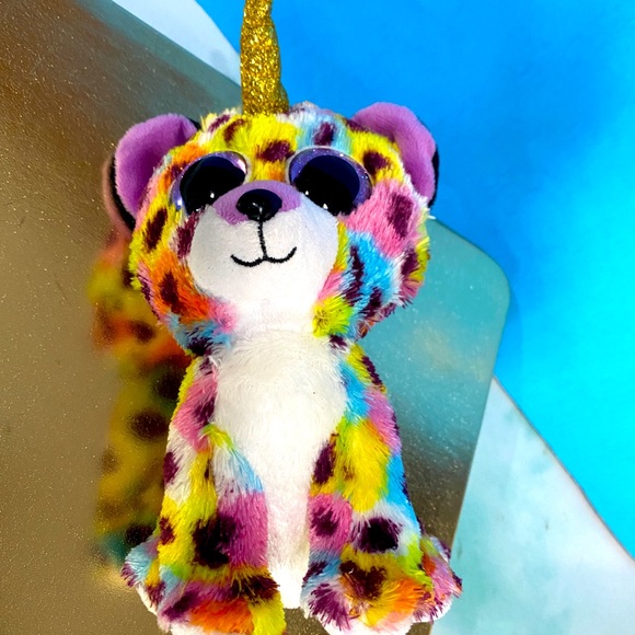 BEANIE BOOS SILK 2019 COLLECTIBLE GISELLE RAINBOW UNICORN SPARKLY PURPLE EYES - Picture 10 of 12